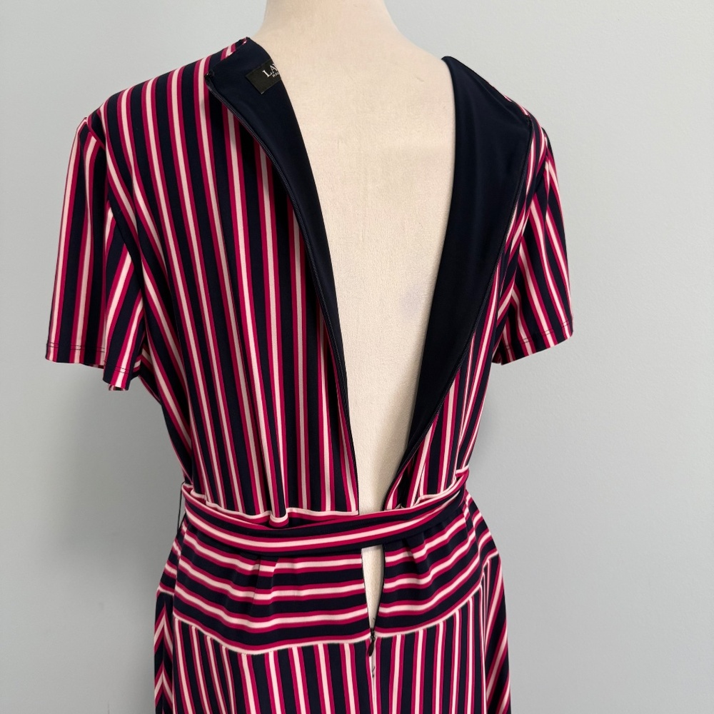 Lauren Ralph Lauren Women’s Multicolored Stripe Flare Short Sleeve Dress Size 16 - Picture 8 of 13